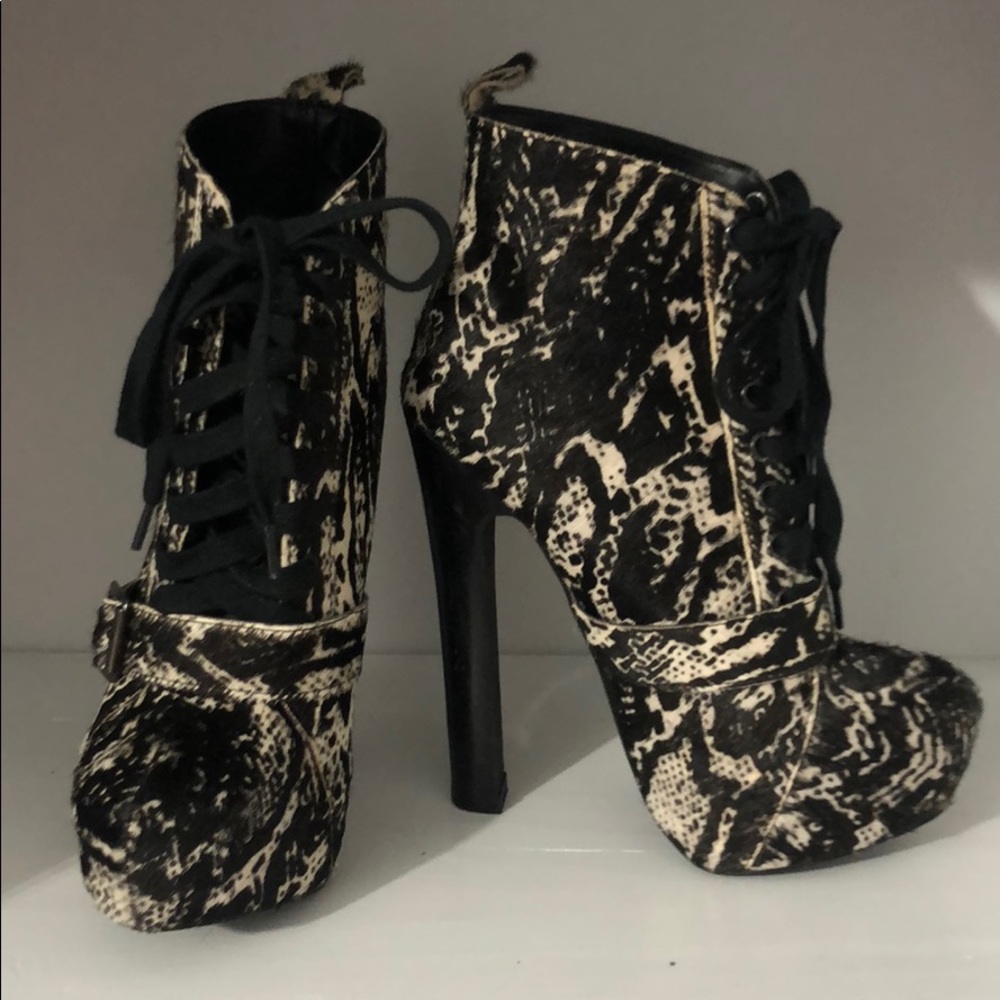 Colin Stuart snake print booties